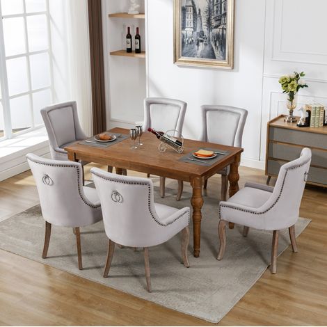 Set di 6 sedie da pranzo 55x61x91 cm in velluto grigio imbottite - MEUBLIV (1/5)