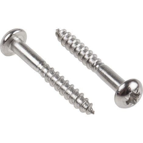 Vis à bois, 4mm, tête Ronde 30mm, en Acier Inoxydable A2 304 ( Prix pour Sachet de 100 )