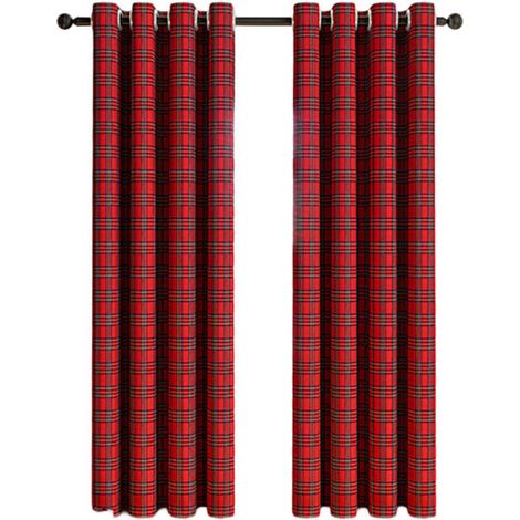Tende Scotch Scozzese (Plaid) - Stampa a Strisce Decorative-Natale - Filtrazione di Luce - Farm Occhielli per la Cucina/Soggiorno (1/3)