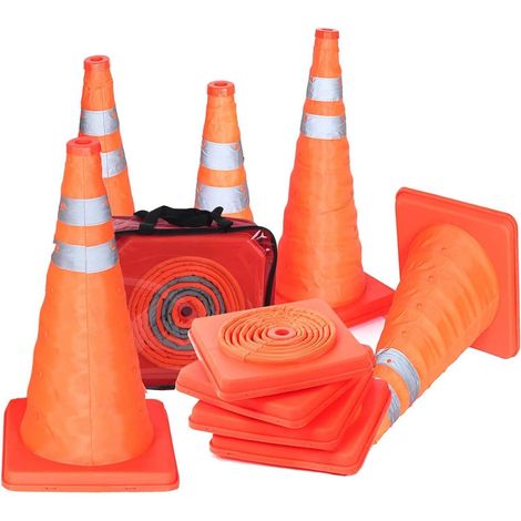 Packung mit 5 zusammenklappbaren 18-Zoll-Leitkegeln zum Parken auf der Straße (1/5)