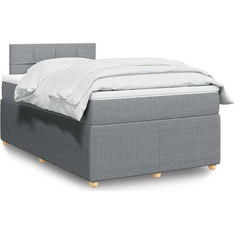 Boxspringbett mit Matratze Hellgrau 120x190 cm Stoff