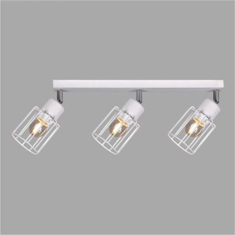 Plafonnier barre Kaja Troy blanc 3 spots E27 orientable