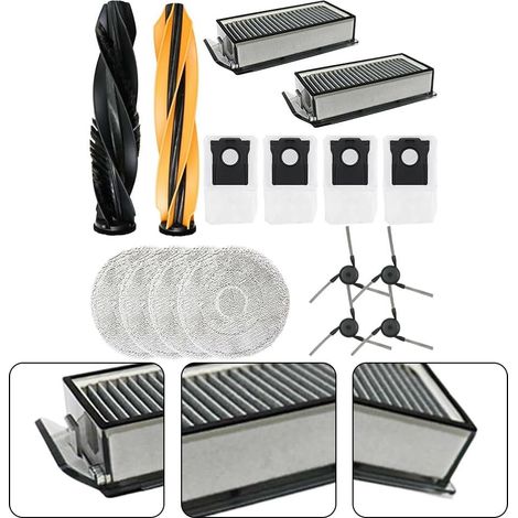 Kit d'accessoires de rechange pour aspirateur robot Dream L40s Pro Ultra L40s Ultra avec brosse latérale principale, filtre, chiffon et sacs à poussière (1/5)