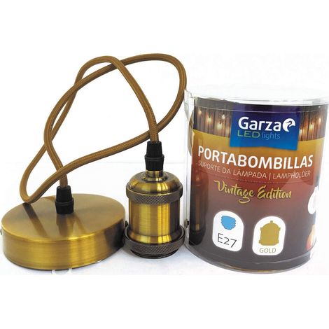 Cable pendant portabombillas Vintage Gold, cable textil, casquillo E27 cable textil 1metro