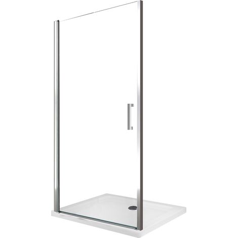 Nala – Porte de douche à battant 8 mm – Installation en niche H.200 – Réversible 64-68 cm – Verre trempé Easy-clean – Charnières pivotantes