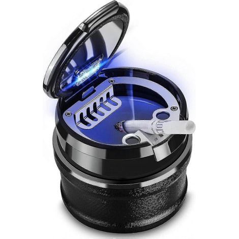 Cendrier de voiture avec couvercle, facile à nettoyer, amovible et lumineux, compatible avec la plupart des voitures et porte-gobelets. (1/2)
