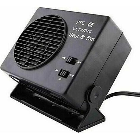 Radiateur soufflant céramique 300W 12V – Chauffage voiture, dégivreur fenêtre – Débit d'air chaud 23A, froid 13A – Support réglable