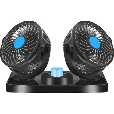 ventilateur Double Tte 12v, Ventilateur De Refroidissement Lectrique Double Tte, Rotation 360 2 Vitesses S'adapte Toutes Les Voitures Familia (1/5)