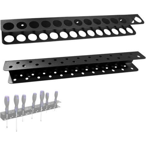 QORVA-2 Pièces Ensemble Porte Outils Mural, Support Mural pour Pinces de 40 cm et Support pour Tournevis de 40 cm, en Acier au Carbone, pour Organiser L'atelier, le Hangar, le Garage (Noir)