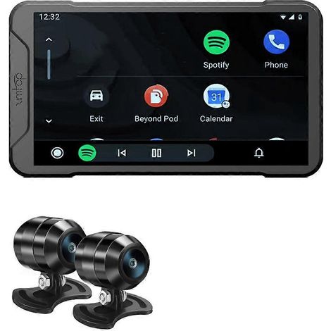 Enregistreur de conduite moto 5 pouces étanche Wi-Fi Carplay avec projection, navigation, enregistrement double 2K et moniteur de pression des pneus (1/5)