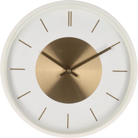 Orologio da parete "Jordy" bianco-oro in alluminio Ø30x4,8 cm a batteria