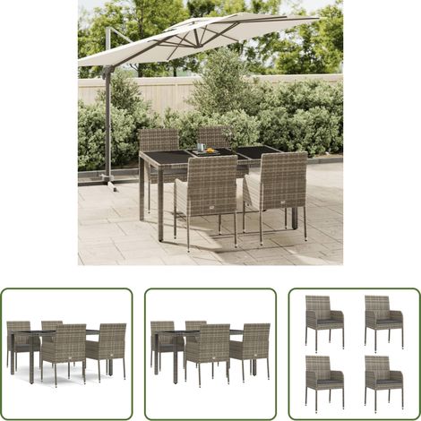vidaXL Salle à manger extérieure - Ensemble à manger de jardin 5 pcs coussins gris résine tressée (1/5)