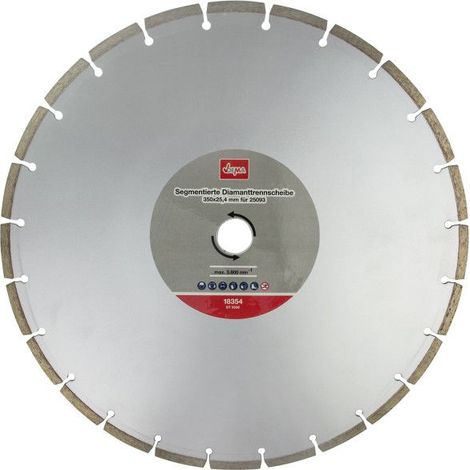 Dema – Disque diamant segmenté 350 mm – Alésage Ø 25,4 mm – Pour béton, pavés et granit – Coupe thermo-optimisée - D25094