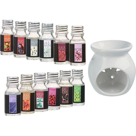 Coffret Senteur de Luxe 13 pièces avec 1 brûle-parfum et 12 flacons d'huile parfumée - Atmosphera (1/5)