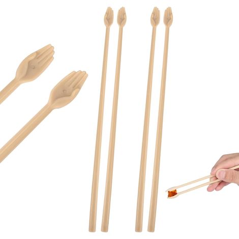 2 Paires Baguettes en Forme de Main, Amusantes Petites Réutilisables Antidérapantes avec de Jolies Paumes Cadeau Original pour Enfants et Adultes Gourmands (1/5)