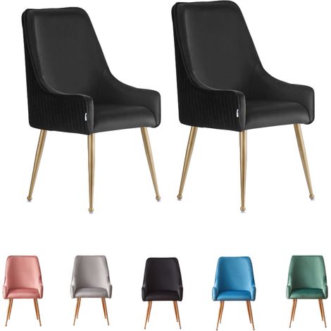 Juego de 2 sillas de comedor de terciopelo Soho LUX con patas de metal - Silla de comedor Silla de comedor moderna - Silla tapizada - Silla de comedor negra (1/5)