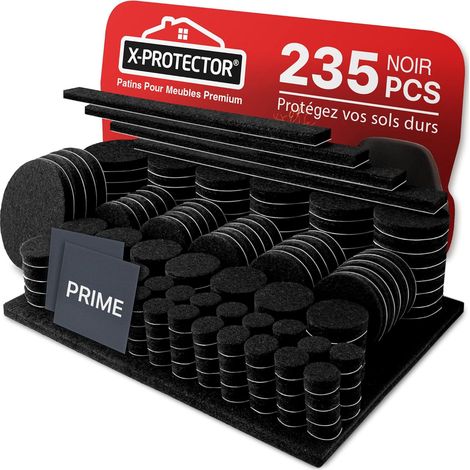 235 Patins Feutre Adhésifs - Noir - Protection Sols et Meubles - Divers Tailles Incluses - Pour Intérieur Maison (1/5)