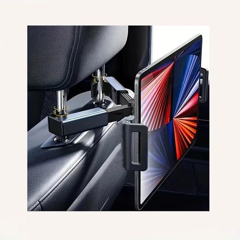 Support universel pour tablette sur appuie-tête de voiture — Support pour siège arrière rotatif à 360° avec angle réglable et bras extensible — Noir (1/5)