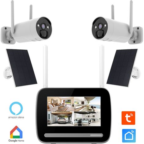 Kit de vidéosurveillance 7'' tactile – Enregistreur 4MP – 2 caméras solaires rechargeables – Application TUYA SMART (1/3)