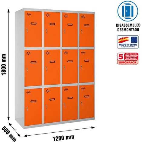 Simonrack Metall-Casierschrank grau-orange 1800x1200x500 mm