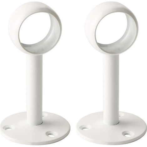 Sostegno dell'asta della tenda 2 pezzi in Acciaio inox di alta-bianco lucido – Diametro 26 mm – montaggio a soffitto con 3 fori (1/5)