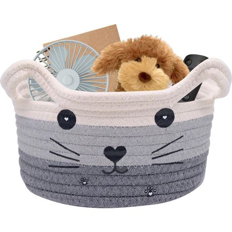 Panier de Rangement Tissé en Forme D'animal, Boîte de Rangement Tissée Panier de Stockage Motif, Panier de rangement 21cm12cm (1/5)