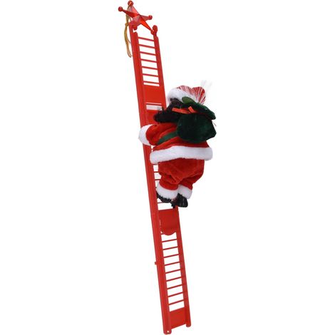 Jouet Père Noël Électrique Grimpeur Noir - Décoration de Sapin de Noël avec Échelle (1/5)