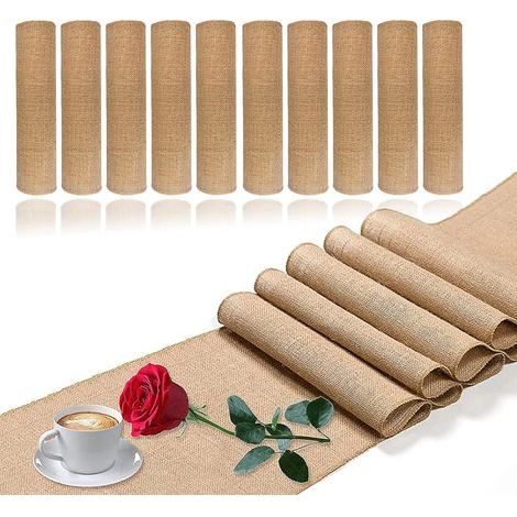 Set mit 5 rustikalen Tischläufern aus Jute, rustikale Tischdekoration, Innendekoration für Hochzeiten und Abendessen im Freien (1/5)