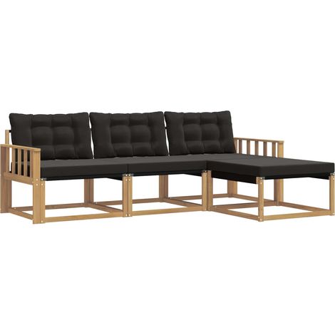 Outdoor Sofa Set with Cushion 4 pcs White and Black vidaXL (1/5)
