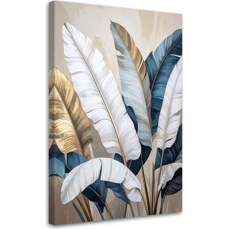 Cuadro en Lienzo Hojas de platanero naturaleza plantas blanco 20x30 (1/5)