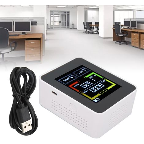 ZN-AZ-2CO2 4-in-1 Intelligenter Kohlendioxid-Detektor, TOVC Luftqualitätsmonitor, Intelligenter Luftqualitätsdetektor, Tragbares Thermometer und Hygrometer, Weiß (1/5)