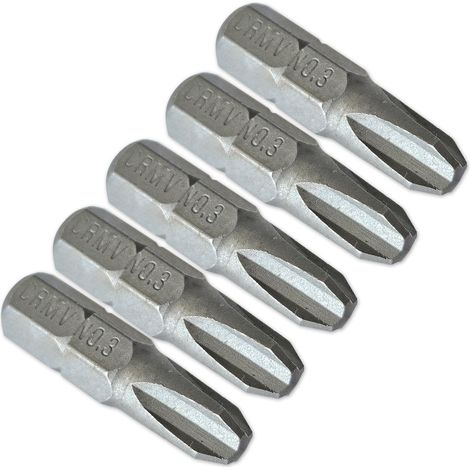 Jeu 5 embouts de vissage court 25 mm pour visseuse - empreinte cruciforme ph3 (1/2)