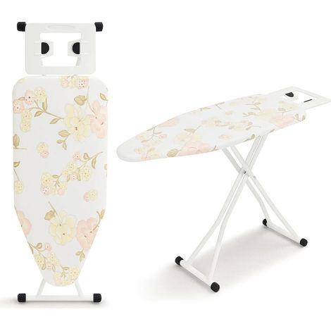 Ironing Board Universal Extra Wide Iron Board with Silicon Iron Rest Ironing boards Large Adjustment Height Lightweight Large Table TopIron Board Foldable Non Slip (Floral Pattern)