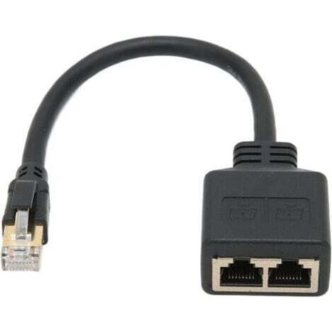 Adattatore splitter RJ45, adattatore splitter Ethernet da 1 a 2 porte, adattatore splitter per cavo di rete CAT8 per casa e ufficio.