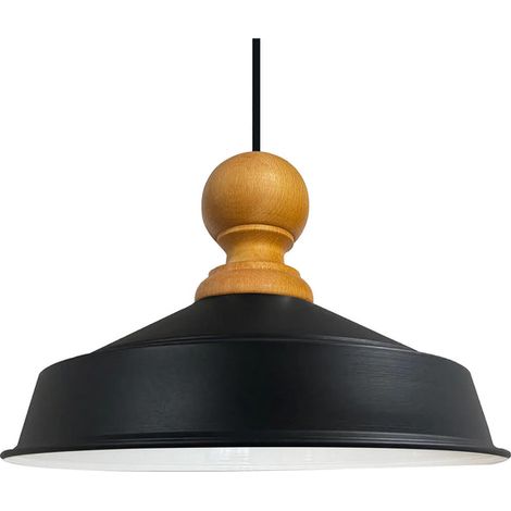 Suspension Industrielle en Métal Noir Peint à la Main – Lustre Vintage E27 Ø41 cm pour Salon, Chambre ou Salle à Manger (1/5)