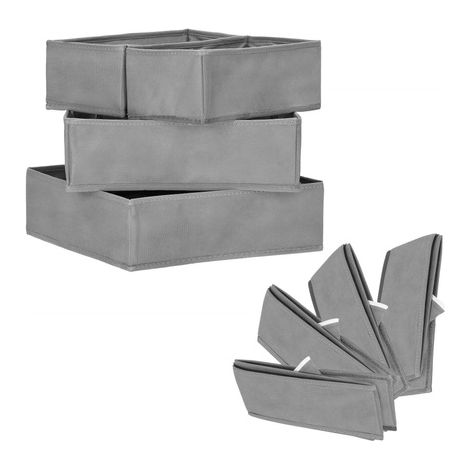 Juego de 4 Cajas con Compartimentos para guardar Calcetines y Ropa Interior/ Beige
