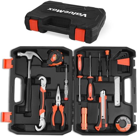 Home Repair Tool Box, General Household Tool Kit with Plastic Storage Box, Ideal for Home or Work Use, 30 Pieces (1/4)