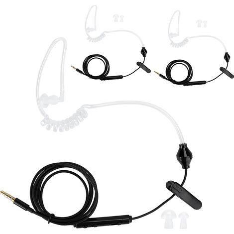 3er-Pack HRT-1 Air Tube Ohrhörer mit Mikrofon für Mobiltelefone, kabelgebunden, 3,5-mm-Klinkenstecker, Schwarz (1/5)