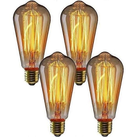 Lot de 2 ampoules Edison vintage, culot Edison, 4 W (équivalent 40 W), à filament de verre transparent, dimmables, blanc chaud, décoratives et rétro pour la maison et la chambre. (1/5)