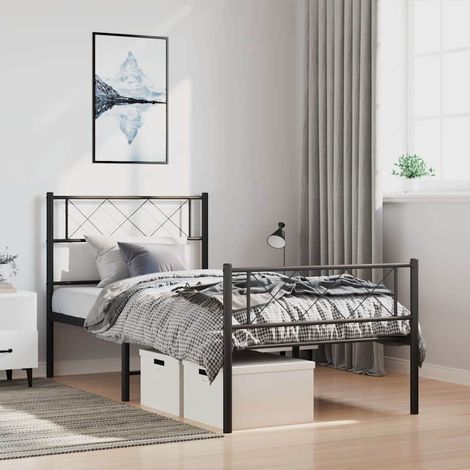Cadre de lit métal sans matelas-Structure de lit et pied de lit noir 100x200 cm 316400 (1/5)