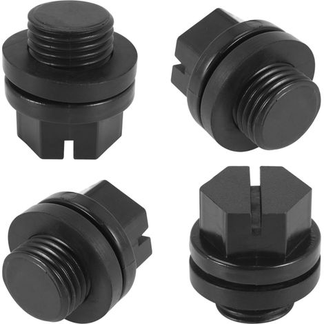 Ein Set aus 4 Poolpumpen mit O-Ringen und Filterablassstopfen (Ersatzteile).
