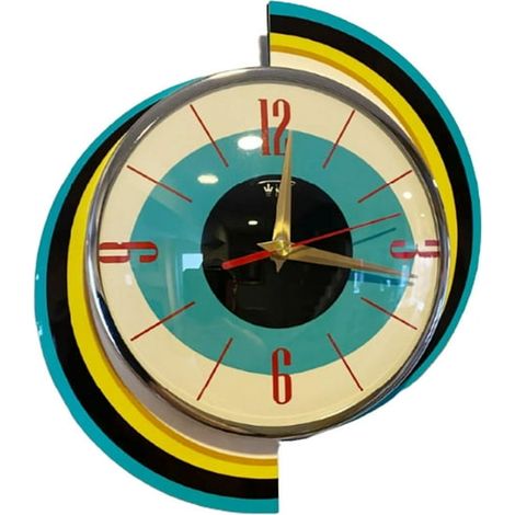 Horloge vintage du milieu du siècle, à piles, pour la décoration du salon (1/4)