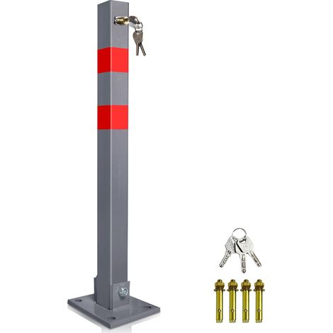 Randaco Poste de aparcamiento con llave 67 cm, bolardo metálico gris para plaza de parking, 1 unidad (1/5)