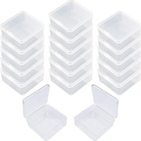 Caja de plástico transparente - 18 unidades - Plástico PP resistente - 65x65x35 mm (1/2)