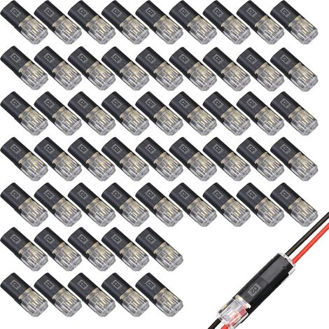 Connecteur Electrique Etanche, 50Pièces Connecteur Etanche 2 Fils, 2 Broches Connecteur 12v, D2 Raccord Fil Electrique étanche,Fil électrique Voiture 12v Raccord 18-22AWG (1/5)