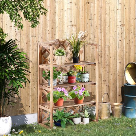 mobile scaffale 75x38x120 legno naturale 3 livelli OKMYHOME (1/4)