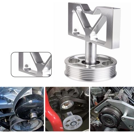 Pièces de modification automobile compatibles avec Ford Mustang 5.0 de 1979 à 1995 : support de roue libre de pompe à air avec poulie. (1/4)