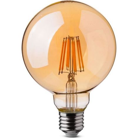 V-TAC VT-2018D 7155 Lampadina LED E27 8W G125 Filamento Ambrato 2200K Dimmerabile (1/5)