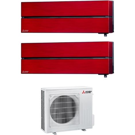 aire acondicionado mitsubishi electric dual split inverter estilo kirigamine msz-ln 9+9 con mxz-2f53vf rojo rubí r-32 wi-fi integrado color rojo 9000+9000