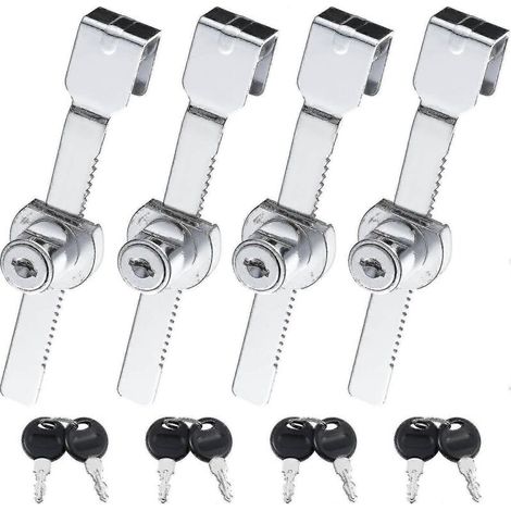 Lot de 4 loquets coulissants avec pêne, verrou de sécurité pour porte vitrée, vitrine, armoire, boîte aux lettres, porte ou support.-AquaForge (1/4)